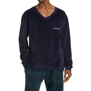 Noon Goons Times Velour Men's V-Neck Pullover, Size Small - Blue